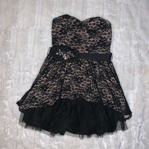 Black Lace Strapless Dress